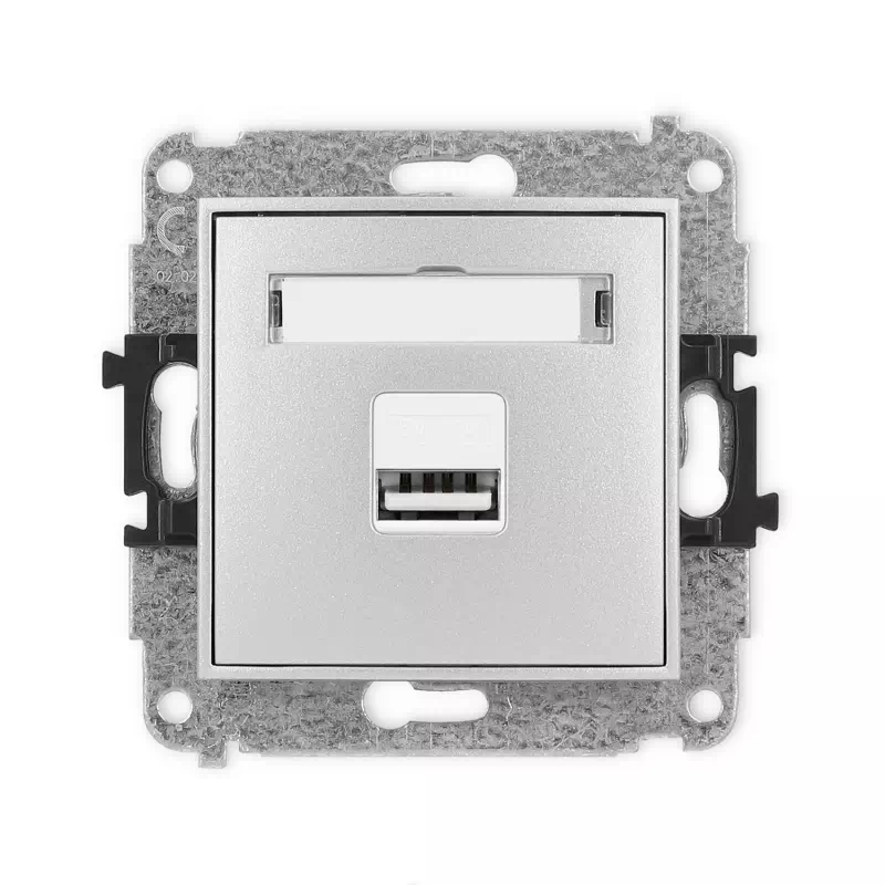 Karlik Mini srebrny metalik Ładowarka USB A bez ramki 7MCUSB-1