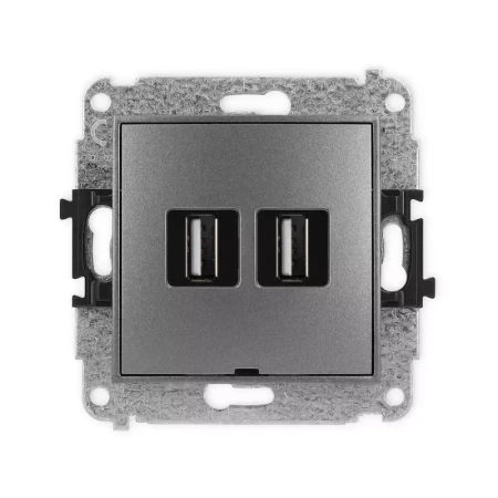 Karlik Mini grafitowy Gniazdo 2x USB A-A 2.0 bez ramki 11MGUSBBO-2