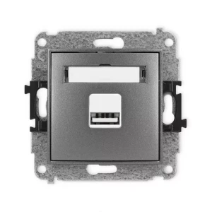 Karlik Mini grafitowy Ładowarka USB A bez ramki 11MCUSB-1