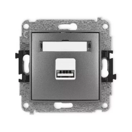 Karlik Mini grafitowy Ładowarka USB A bez ramki 11MCUSB-1