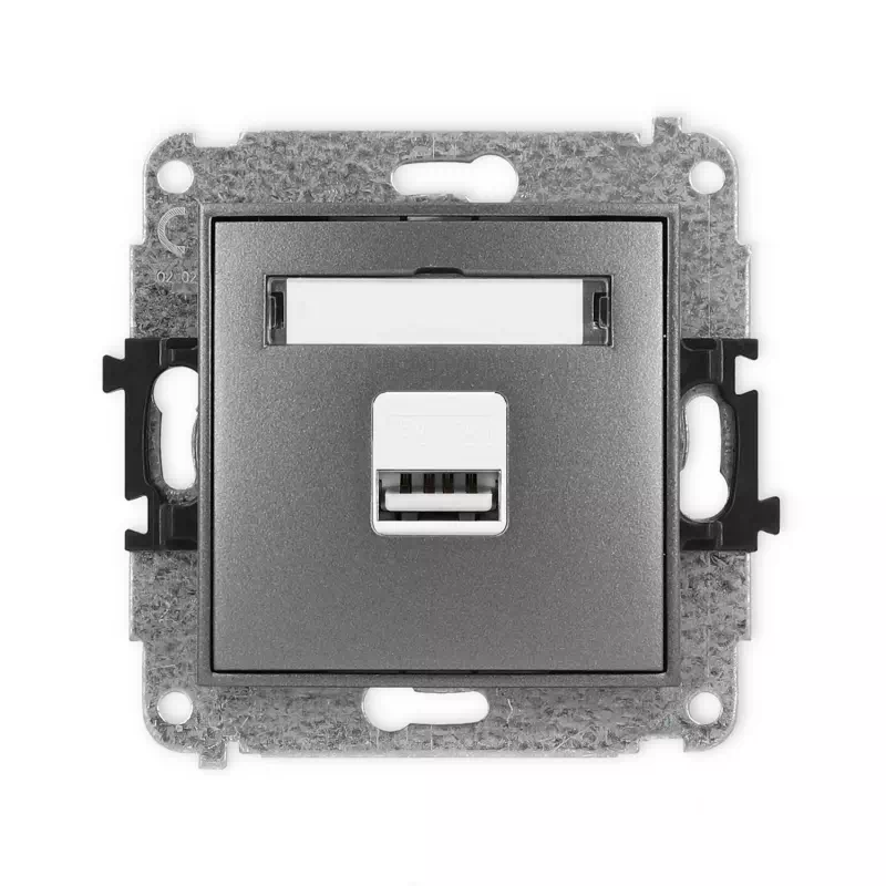 Karlik Mini grafitowy Ładowarka USB A bez ramki 11MCUSB-1