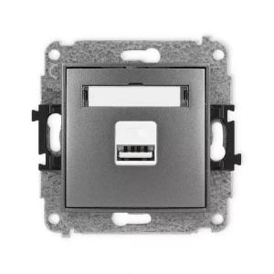 Karlik Mini grafitowy Ładowarka USB A bez ramki 11MCUSB-3