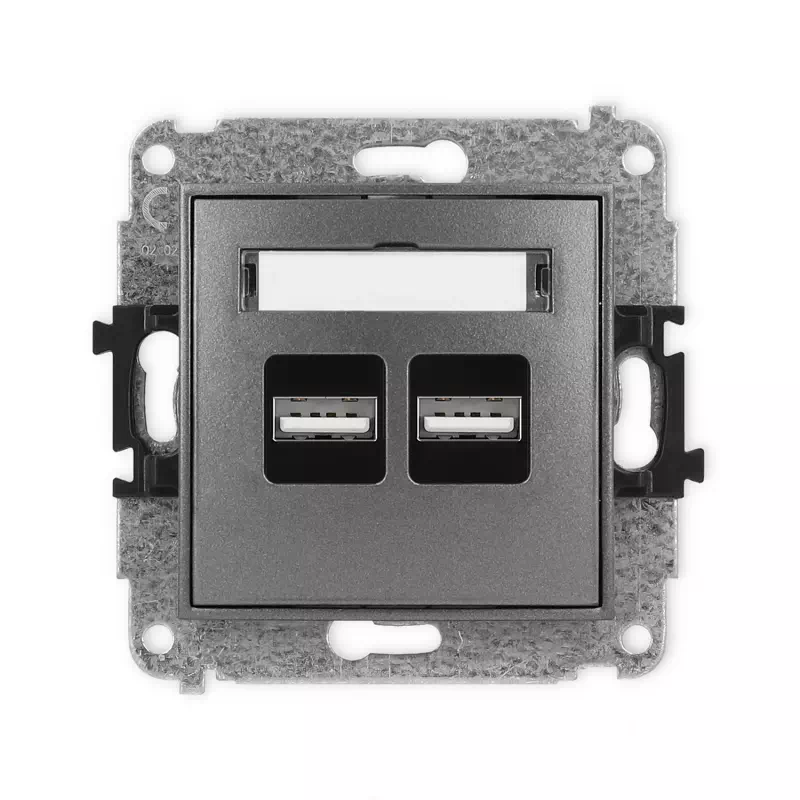 Karlik Mini grafitowy Ładowarka Gniazdo 2x USB A bez ramki 11MCUSB-6