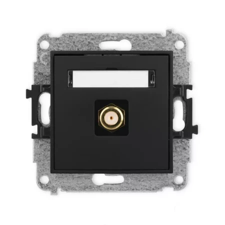 Karlik Mini czarny mat Gniazdo antenowe 1x F (SAT) pozłacany bez ramki 12MGF-1.1