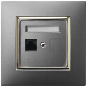 Gniazdo Internetowe Rj45 1X Ospel Aria Szary Złoto