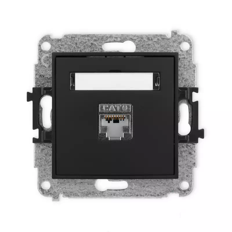 Karlik Mini czarny mat Gniazdo komputerowe 1xRJ45 bez ramki 12MGK-1e