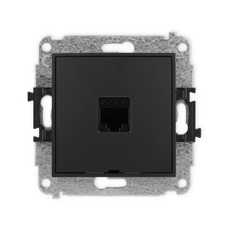 Karlik Mini czarny mat Gniazdo komputerowe 1xRJ45 bez ramki 12MGKBO-3