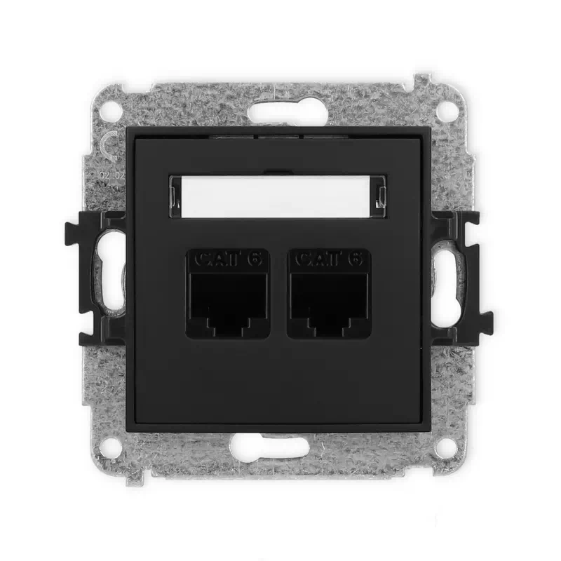 Karlik Mini czarny mat Gniazdo komputerowe 2xRJ45 bez ramki 12MGK-4