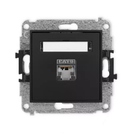 Karlik Mini czarny mat Gniazdo komputerowe 1xRJ45 bez ramki 12MGK-5