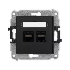 Karlik Mini czarny mat Gniazdo komputerowe 2xRJ45 bez ramki 12MGK-8