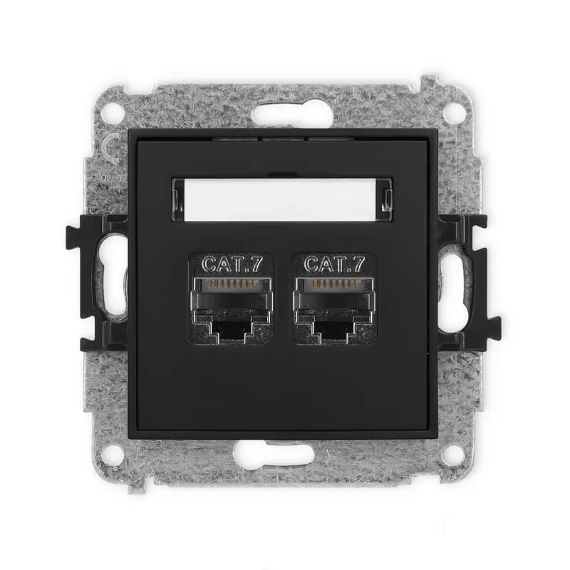 Karlik Mini czarny mat Gniazdo komputerowe 2xRJ45 bez ramki 12MGK-10
