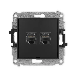 Karlik Mini czarny mat Gniazdo komputerowe 2xRJ45 bez ramki 12MGKBO-10