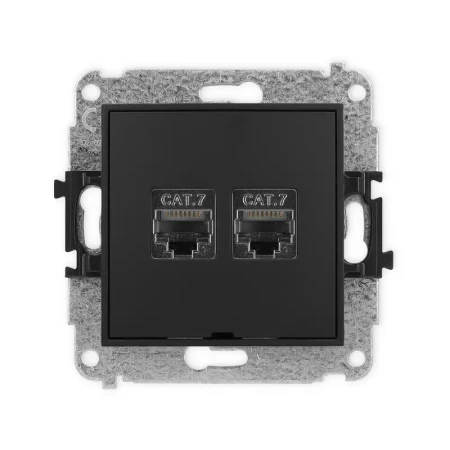 Karlik Mini czarny mat Gniazdo komputerowe 2xRJ45 bez ramki 12MGKBO-10