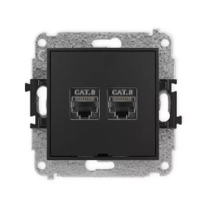 Karlik Mini czarny mat Gniazdo komputerowe 2xRJ45 bez ramki 12MGKBO-12