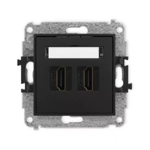 Karlik Mini czarny mat Gniazdo 2x HDMI 2.0 bez ramki 12MHDMI-4