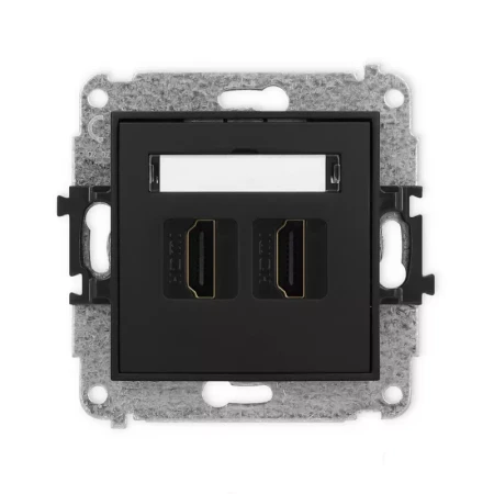 Karlik Mini czarny mat Gniazdo 2x HDMI 2.0 bez ramki 12MHDMI-4