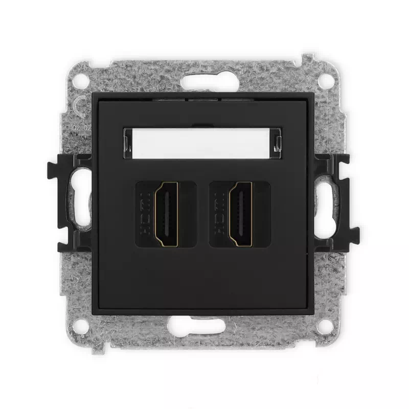 Karlik Mini czarny mat Gniazdo 2x HDMI 2.0 bez ramki 12MHDMI-4