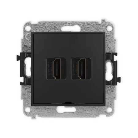 Karlik Mini czarny mat Gniazdo 2x HDMI 2.0 bez ramki 12MHDMIBO-4