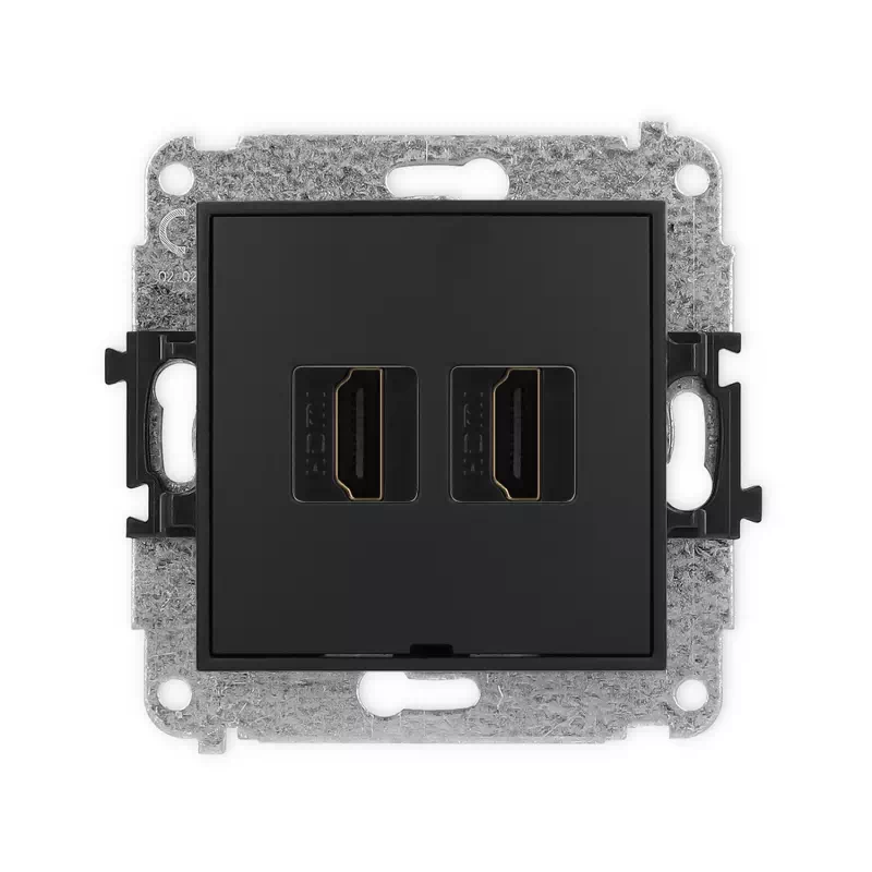Karlik Mini czarny mat Gniazdo 2x HDMI 2.0 bez ramki 12MHDMIBO-4