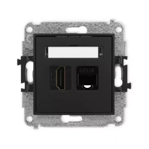 Karlik Mini czarny mat Gniazdo 1x HDMI 2.0 + 1xRJ45 bez ramki 12MGHK