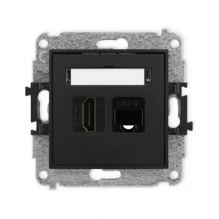 Karlik Mini czarny mat Gniazdo 1x HDMI 2.0 + 1xRJ45 bez ramki 12MGHK