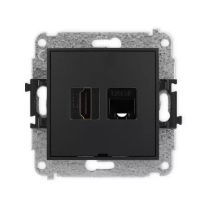 Karlik Mini czarny mat Gniazdo 1x HDMI 2.0 + 1xRJ45 bez ramki 12MGHKBO