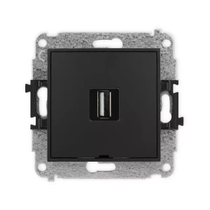 Karlik Mini czarny mat Gniazdo 1x USB A-A 2.0 bez ramki 12MGUSBBO-1