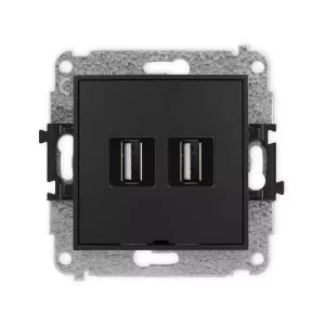 Karlik Mini czarny mat Gniazdo 2x USB A-A 2.0 bez ramki 12MGUSBBO-2