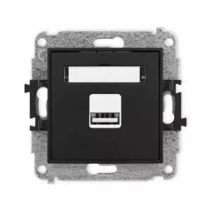 Karlik Mini czarny mat Ładowarka USB A bez ramki 12MCUSB-1