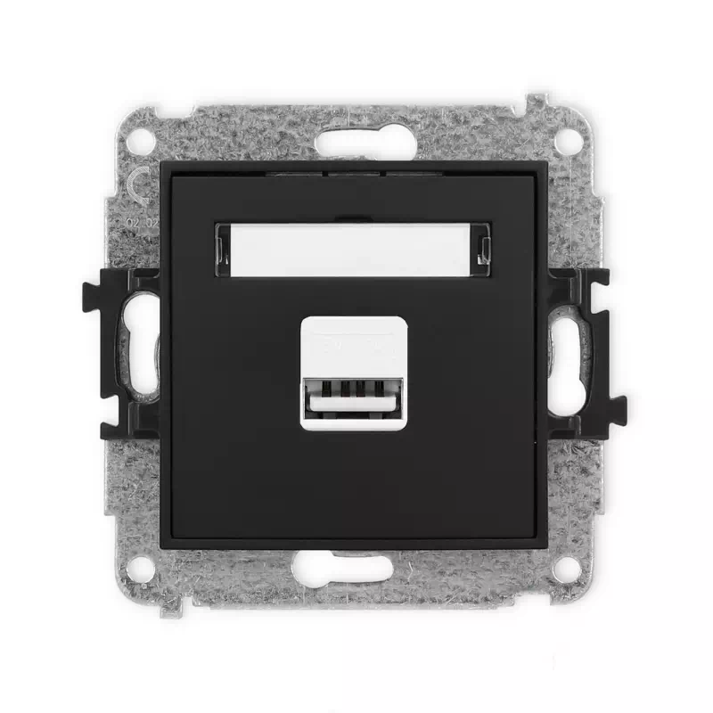 Karlik Mini czarny mat Ładowarka USB A bez ramki 12MCUSB-1