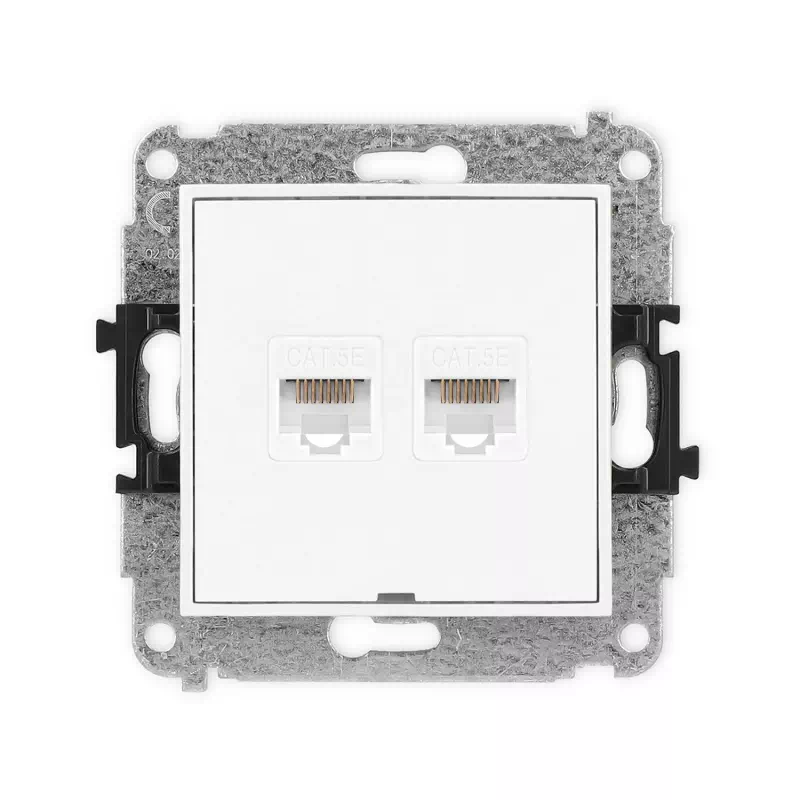 Karlik Mini biały mat Gniazdo komputerowe 2xRJ45 bez ramki 25MGKBO-2