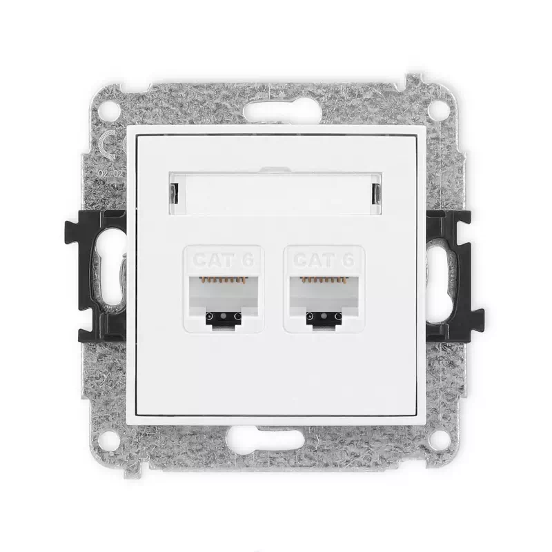 Karlik Mini biały mat Gniazdo komputerowe 2xRJ45 bez ramki 25MGK-4