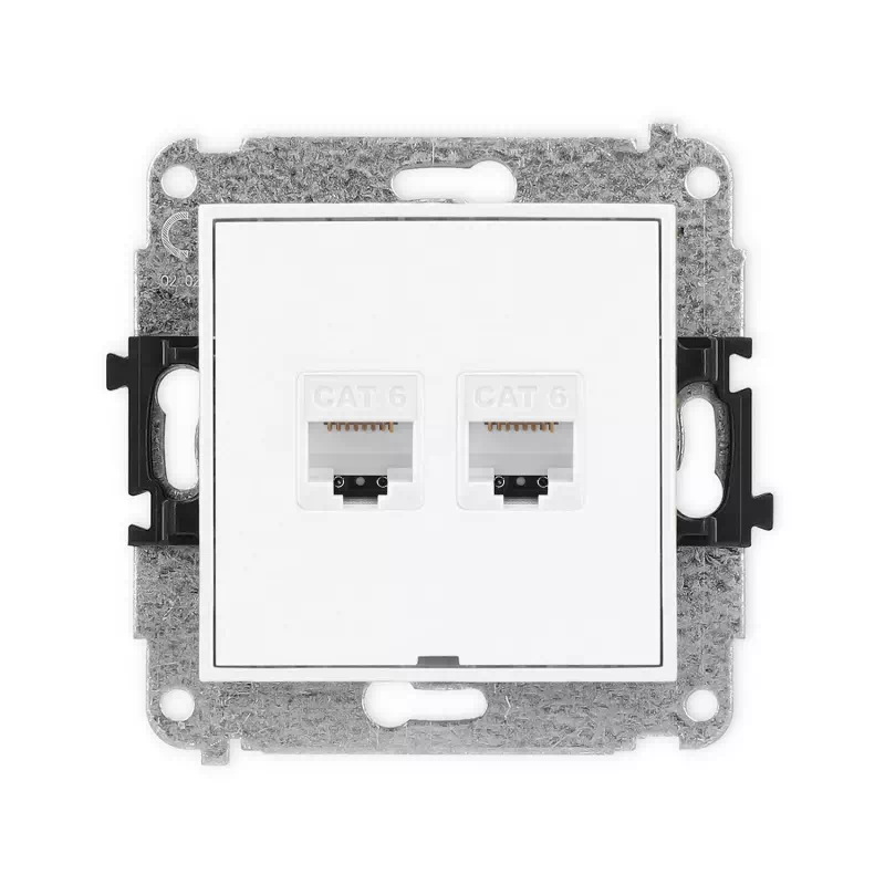 Karlik Mini biały mat Gniazdo komputerowe 2xRJ45 bez ramki 25MGKBO-4