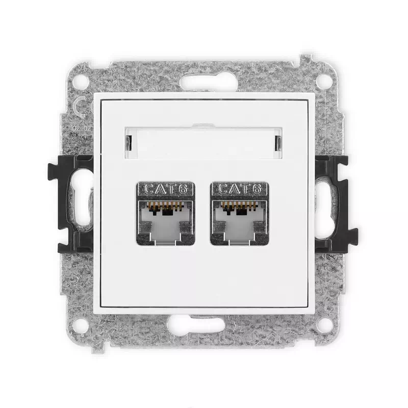 Karlik Mini biały mat Gniazdo komputerowe 2xRJ45 bez ramki 25MGK-6