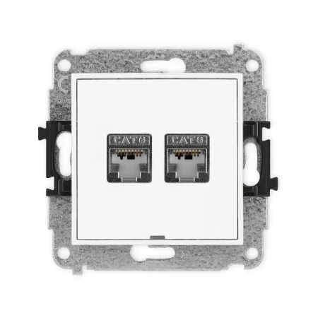 Karlik Mini biały mat Gniazdo komputerowe 2xRJ45 bez ramki 25MGKBO-6