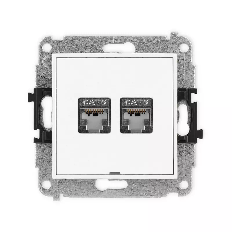 Karlik Mini biały mat Gniazdo komputerowe 2xRJ45 bez ramki 25MGKBO-6