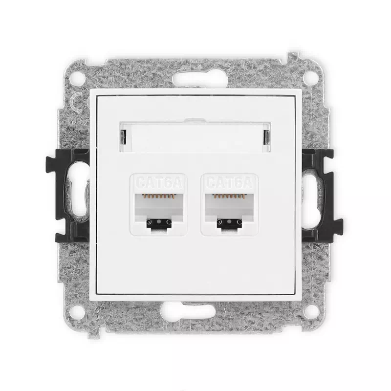 Karlik Mini biały mat Gniazdo komputerowe 2xRJ45 bez ramki 25MGK-8