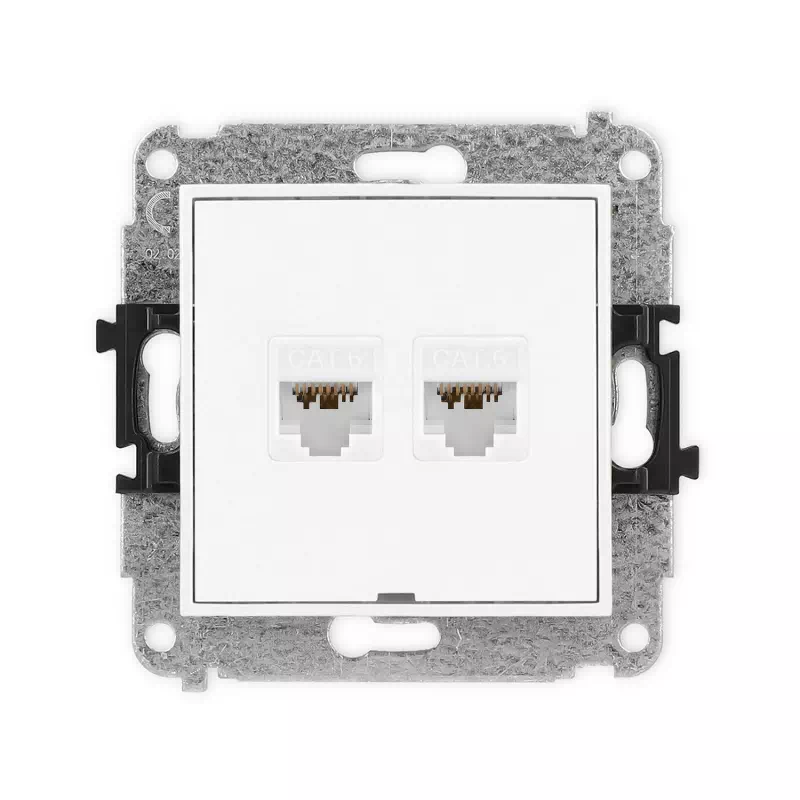 Karlik Mini biały mat Gniazdo komputerowe 2xRJ45 bez ramki 25MGKBO-8