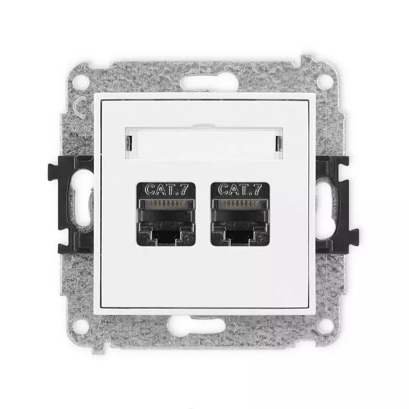 Karlik Mini biały mat Gniazdo komputerowe 2xRJ45 bez ramki 25MGK-10