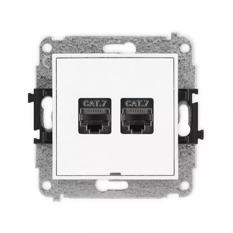 Karlik Mini biały mat Gniazdo komputerowe 2xRJ45 bez ramki 25MGKBO-10