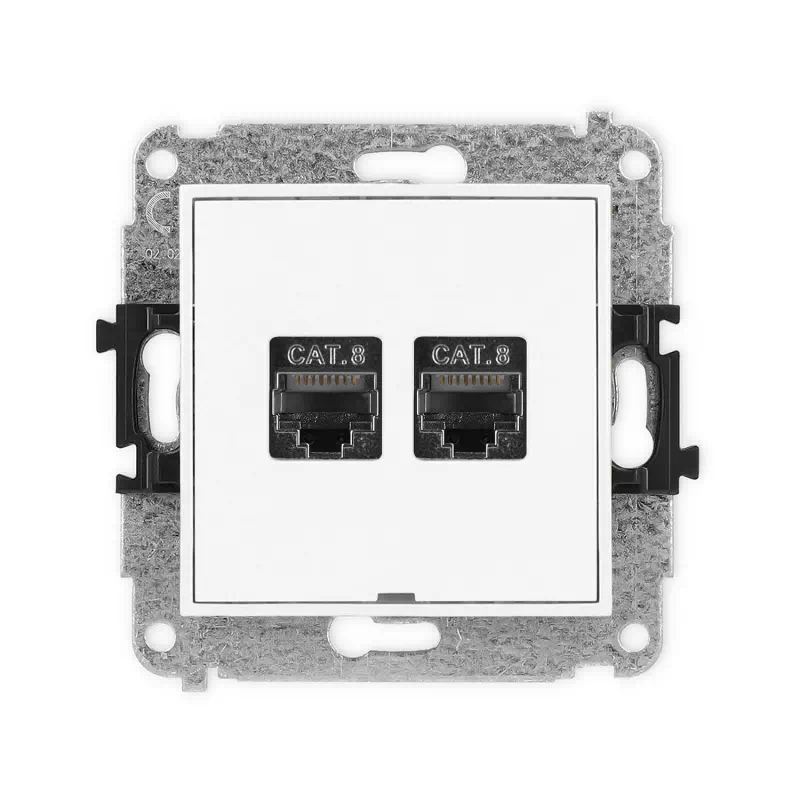 Karlik Mini biały mat Gniazdo komputerowe 2xRJ45 bez ramki 25MGKBO-12
