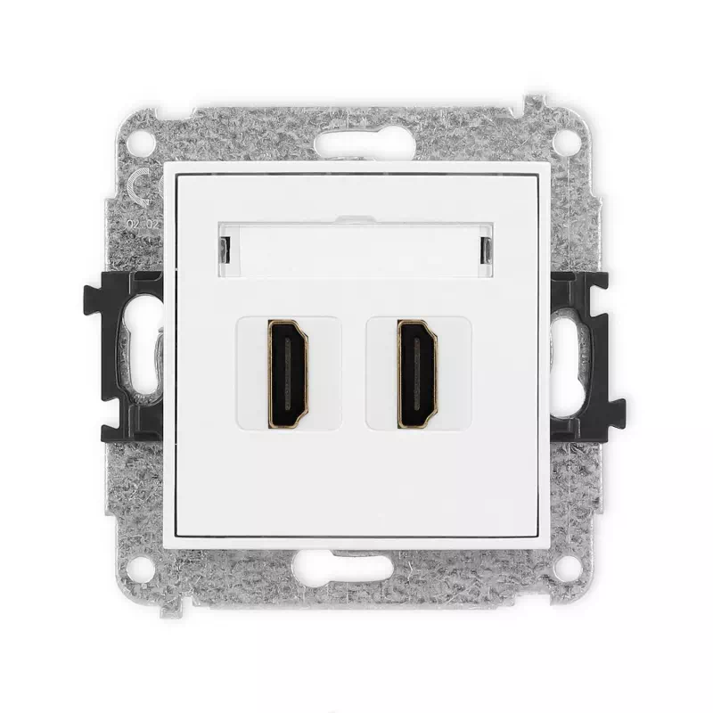 Karlik Mini biały mat Gniazdo 2x HDMI 2.0 bez ramki 25MHDMI-4