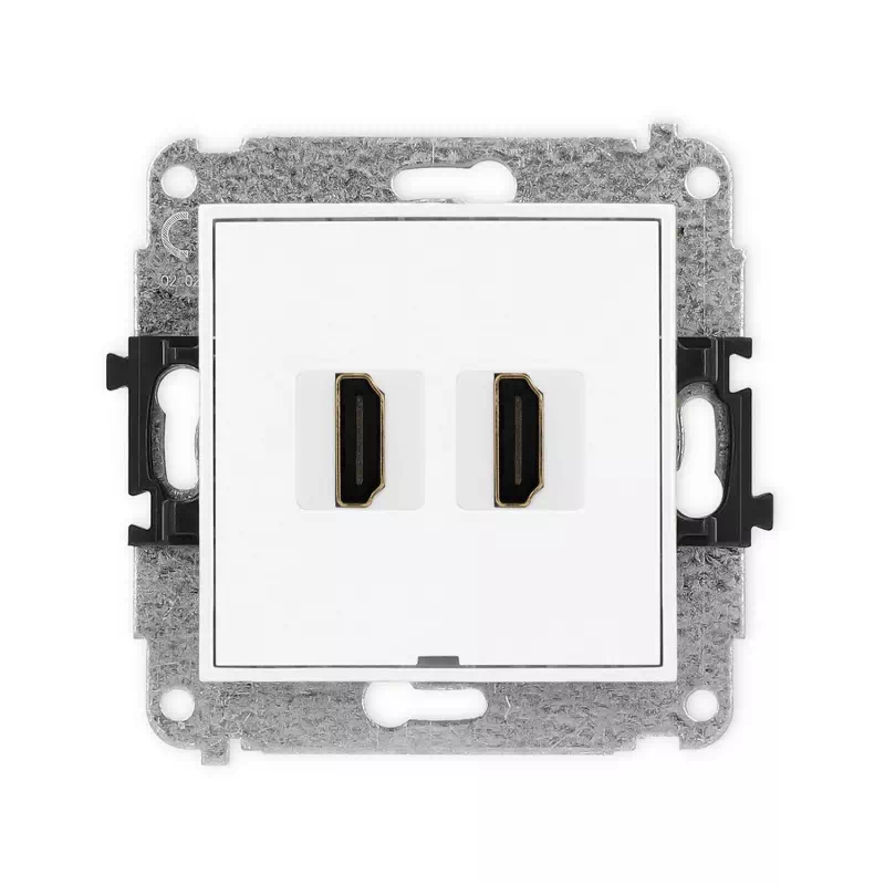 Karlik Mini biały mat Gniazdo 2x HDMI 2.0 bez ramki 25MHDMIBO-4