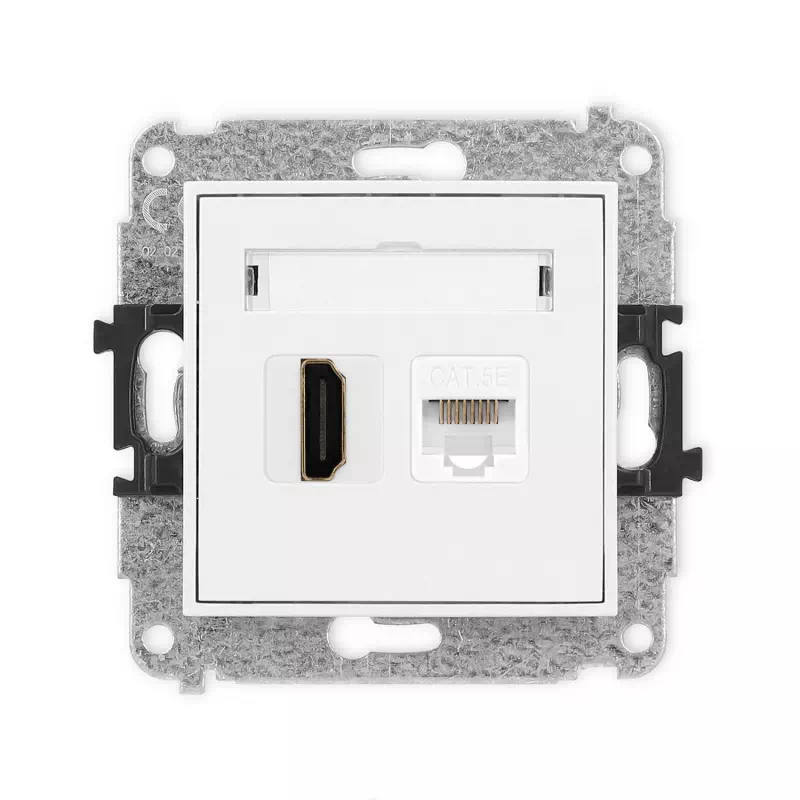 Karlik Mini biały mat Gniazdo 1x HDMI 2.0 + 1xRJ45 bez ramki 25MGHK