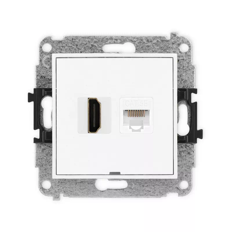 Karlik Mini biały mat Gniazdo 1x HDMI 2.0 + 1xRJ45 bez ramki 25MGHKBO
