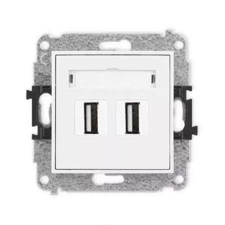 Karlik Mini biały mat Gniazdo 2x USB A-A 2.0 bez ramki 25MGUSB-2