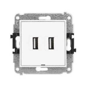 Karlik Mini biały mat Gniazdo 2x USB A-A 2.0 bez ramki 25MGUSBBO-2