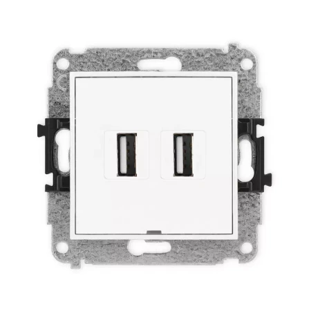 Karlik Mini biały mat Gniazdo 2x USB A-A 2.0 bez ramki 25MGUSBBO-2