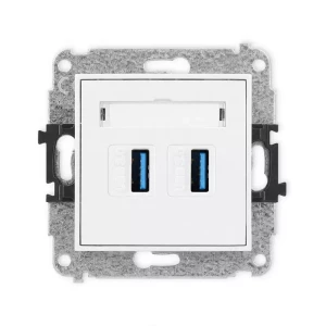 Karlik Mini biały mat Gniazdo 2x USB A-A 3.0 bez ramki 25MGUSB-6