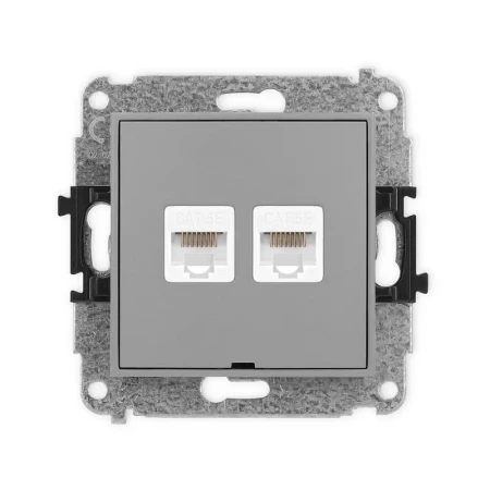 Karlik Mini szary mat Gniazdo komputerowe 2xRJ45 bez ramki 27MGKBO-2